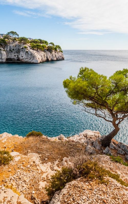 Calanques, the famous geological formation between Cassis and Marseille  mediterranean coast of France